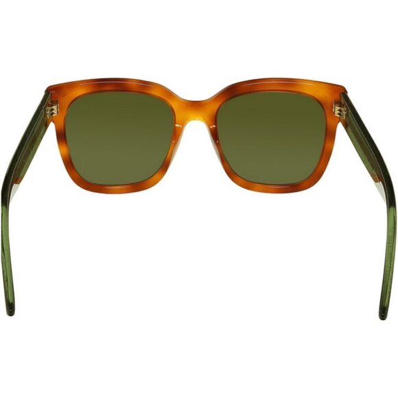 GUCCI Light Havana Square Sunglasses GG0036S 003 Havana/Green Glitter New in Box - Picture 7 of 7